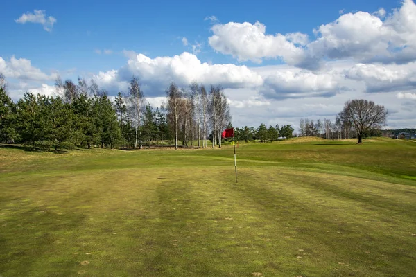 Lugar Golf Con Hermosa Vista Verde Agradable Lago Kisezers Riga —  Fotos de Stock