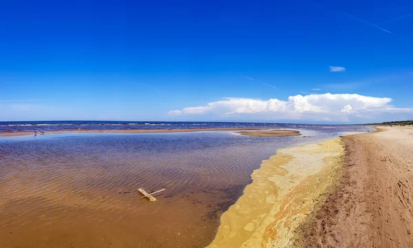 Panorama Wild Coast Baltic Sea Small Waves Carnikava Latvia — Stock Photo, Image