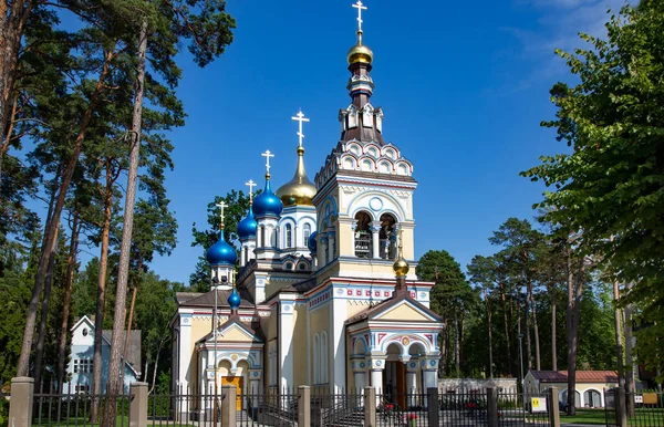 Eglise Notre Dame Kazan Mère Dieu Avec Dômes Bleu Dzintari — Photo