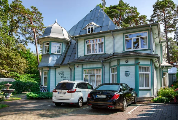 Latvia Jurmala Julho 2021 Vista Exterior Renovação Casa Madeira Jurmala — Fotografia de Stock