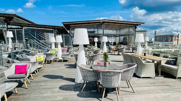 Lettland Riga August 2021 Eine Offene Veranda Des Restaurants Mit — Stockfoto