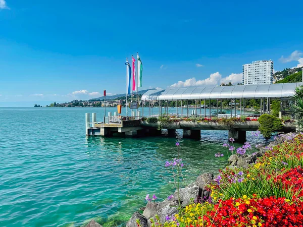 Szwajcaria Montreux Sierpień 2021 Miejsce Cumowania Łodzi Rekreacyjnych Nad Jeziorem — Zdjęcie stockowe