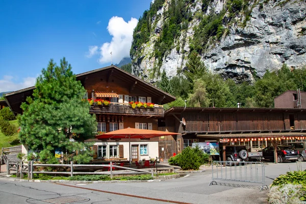 Switzerland Schutzenbach August 2021 Roadside Schutzenbach Backpackers Camping Bakgrunden Höga — Stockfoto