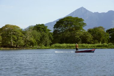 bir arka planda aktif bir yanardağ nicaragua Gölü concepcion