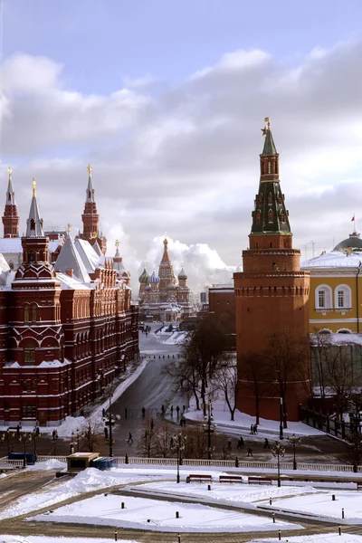 Panorama of Manege Square, State Historic Museum and cathedral of Vasiliy Beatific — Stock Photo, Image