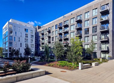 LATVIA, RIGA, SEPTEMBER, 28, 2025: Riga, Letonya 'da gelişmiş planlama ile modern enerji-verimli mimari.