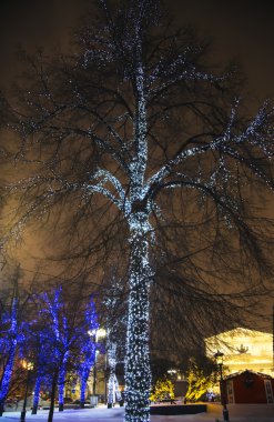 Yeni yıl sokak dekor Moskova geceleri