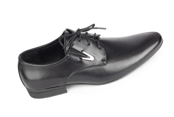 Black elegant men's shoes on white background — Stock Photo, Image