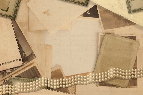 写真と真珠で古いビンテージ アーカイブ — ストック写真