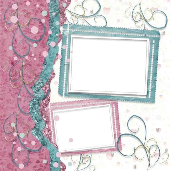 Old vintage paper frame with curls for holiday invitations — Stock Photo, Image