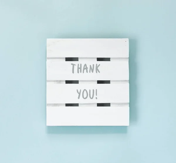 Thank You Lettering White Board Blue Background Creative Design Appreciation — Stock Photo, Image