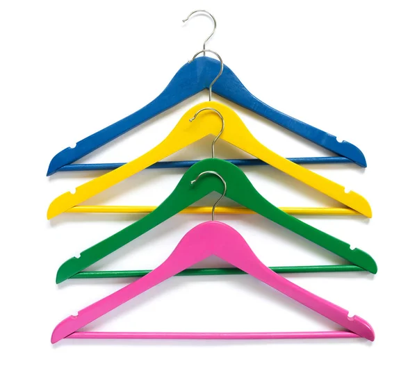 Multicolored Clothes Hangers White Isolated Background — Stock Photo, Image