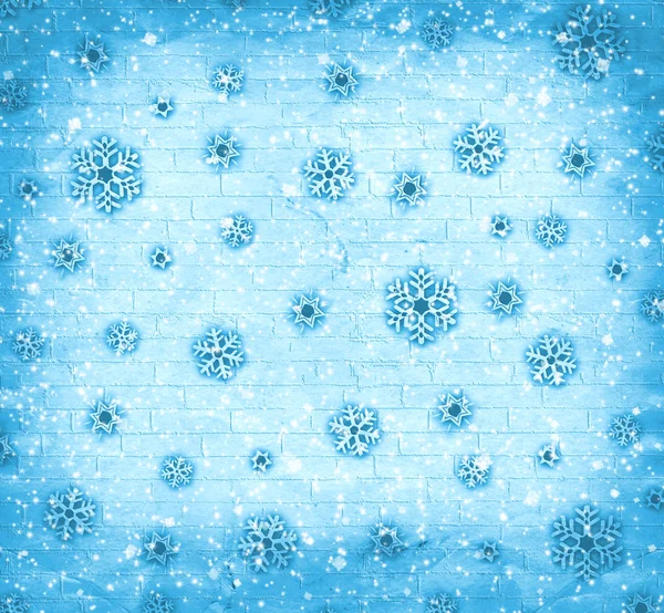 Christmas snowflakes on abstract background in the style of mixe — Stock Photo, Image