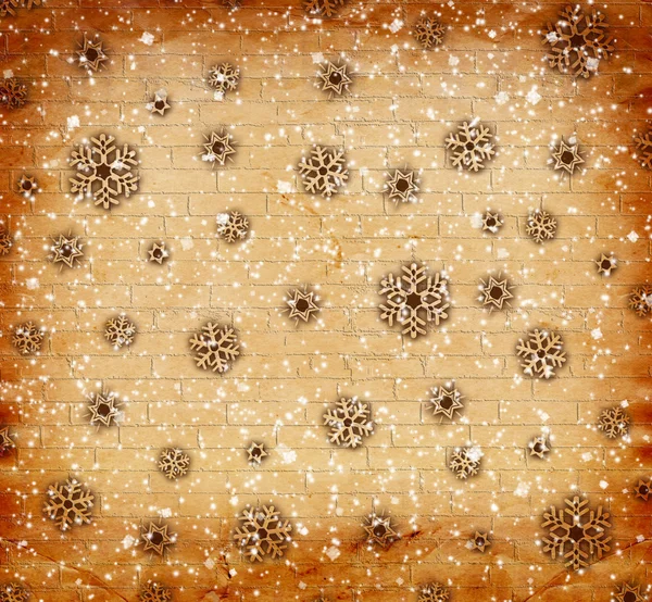 Christmas snowflakes on abstract background in the style of mixe — Stock Photo, Image