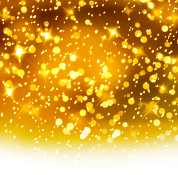 Christmas snowy background with gold and white stars — Stock Photo, Image