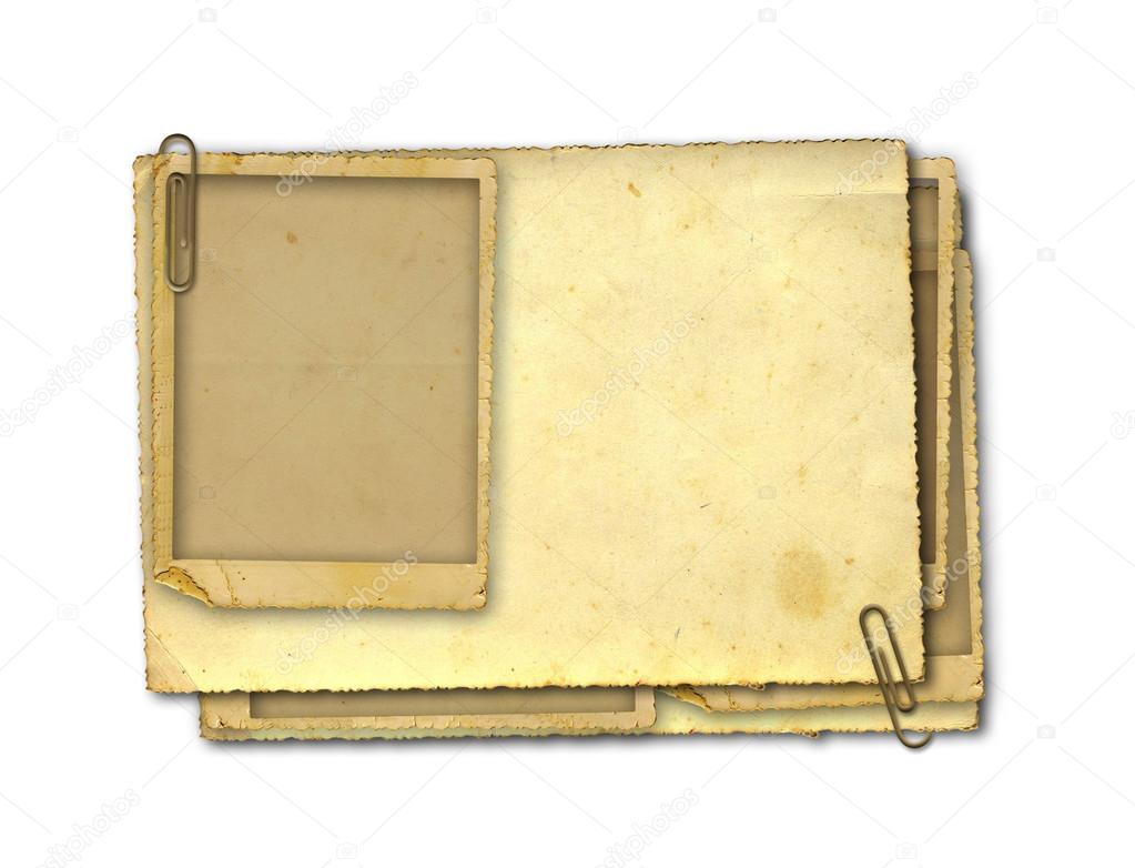 Old vintage paper with grunge frames for photos