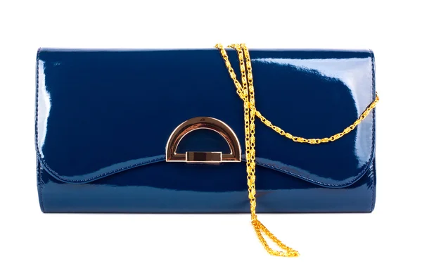 Bolsa elegante senhoras azul isolado no fundo branco — Fotografia de Stock
