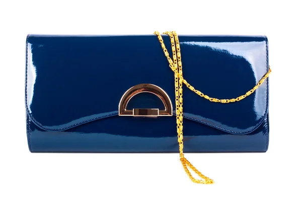 Elegante bolso de mano para mujer azul aislado sobre fondo blanco — Foto de Stock