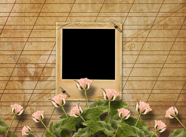 Όμορφα τριαντάφυλλα με τη φωτογραφική διαφάνεια για την πρόσκληση ή congratu — Φωτογραφία Αρχείου