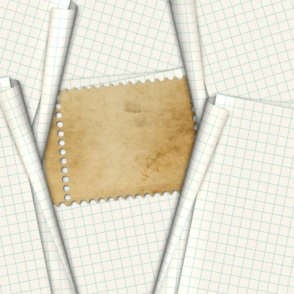 Blätter Schulheftpapier auf dem abstrakten Hintergrund — Stockfoto