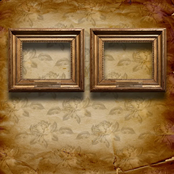 Old room, grunge interior with frames in style baroque — Stock Photo, Image