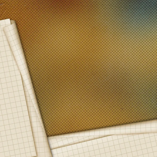 Folhas papel caderno escolar sobre o fundo abstrato — Fotografia de Stock