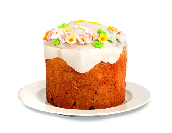 Пасхальный вкусный кекс на белом изолированном фоне — стоковое фото