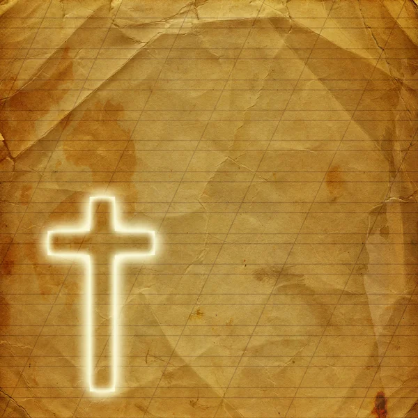 Brilhando santa cruz no fundo de papel abstrato — Fotografia de Stock