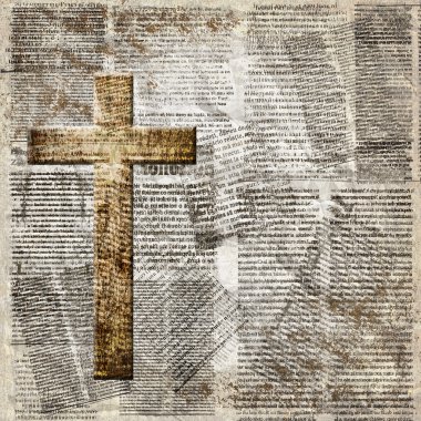 Soyut kağıt arka plan üzerinde parlayan Kutsal haç