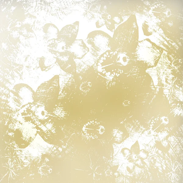 Легкі золоті акварельні мазки пензлем з квітковим декоративним спинкою — стокове фото