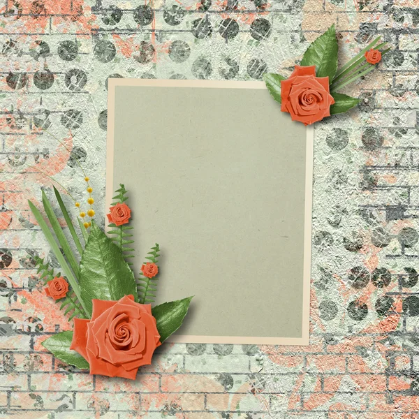 Vintage-Karte für Glückwünsche und Einladungen mit Blumenstrauß — Stockfoto