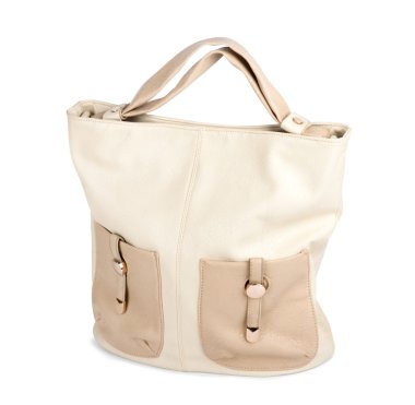 İzole güzel zarif bej kadın çanta 