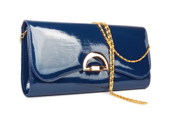 Élégant sac à main femme bleu isolé — Photo