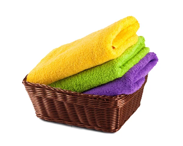 Zásobník čisté nové ručníky, samostatný — Stock fotografie