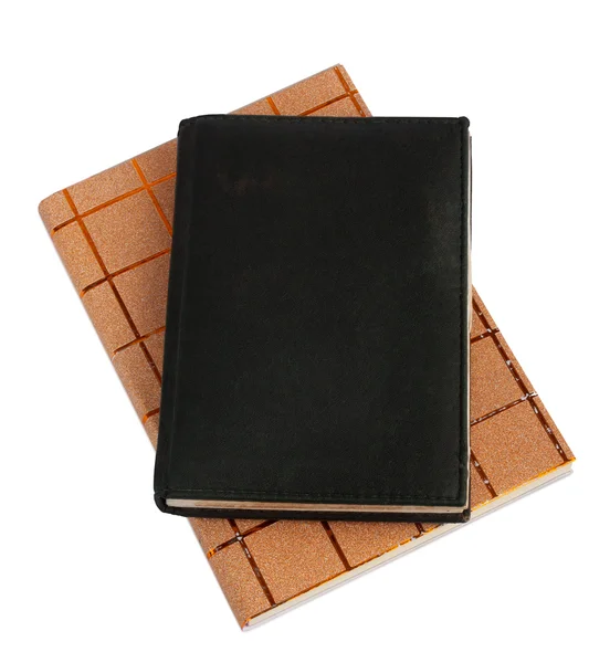 Cuaderno en funda de cuero negro aislado — Foto de Stock