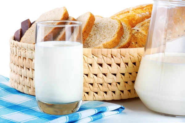 Sliced bread with milk — Stock Photo, Image