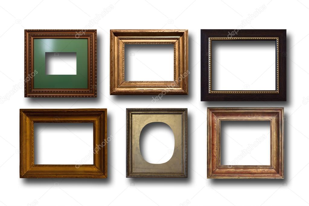 Gilded wooden frames for pictures on isolated background 