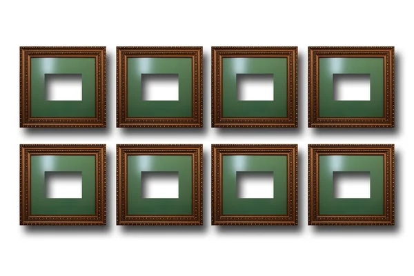 Houten frames voor foto's op geïsoleerde achtergrond verguld — Stockfoto