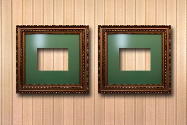 Gilded wooden frames for pictures on background — Stock Photo, Image