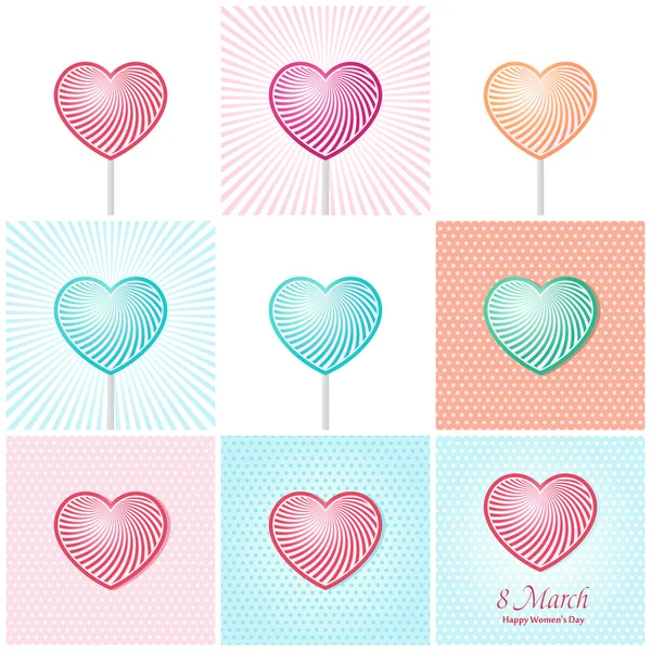 Womans day Vector cards templates. Women labels or posters — Stock Vector