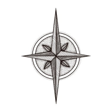 El çekilmiş pusula Rüzgar gülü simgesi