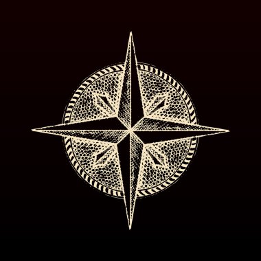 El çekilmiş pusula Rüzgar gülü simgesi