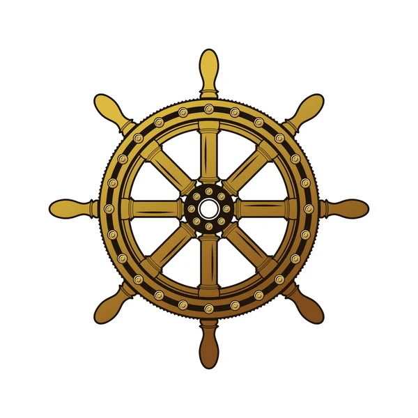 Vintage ship helm logo. Old-fashioned rough — Διανυσματικό Αρχείο