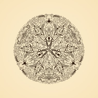 Yuvarlak kaligrafi amblemi. Kafe vektör çiçek simgesi