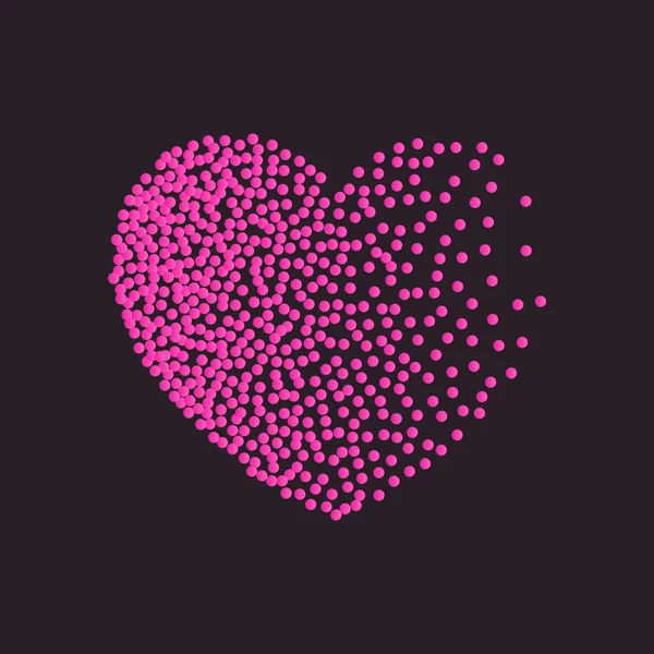 Σχήμα καρδιακής καρδιάς χιόνι. Μαύρες κουκίδες και σύμβολο κομφετί — Διανυσματικό Αρχείο