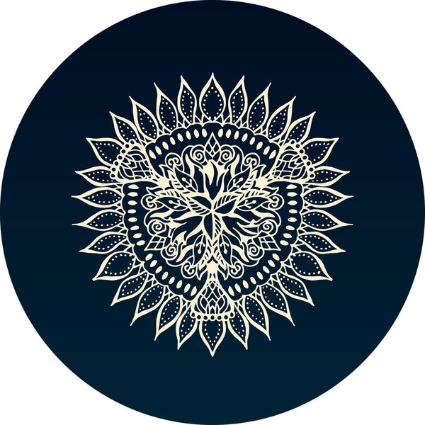 Round calligraphic emblem. Vector floral symbol for cafe