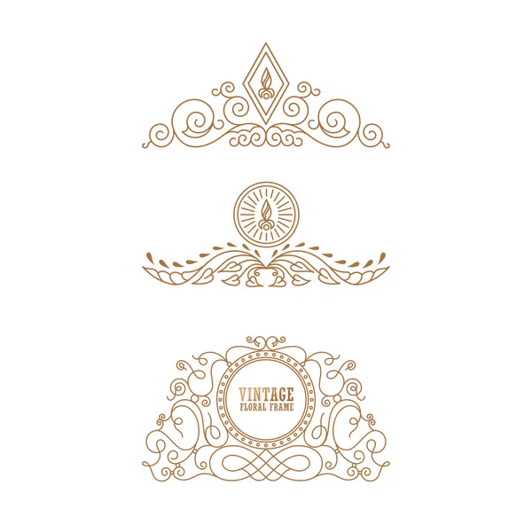Logotipo de lujo caligráfico. Emblema elegantes elementos de decoración. Vintage — Archivo Imágenes Vectoriales