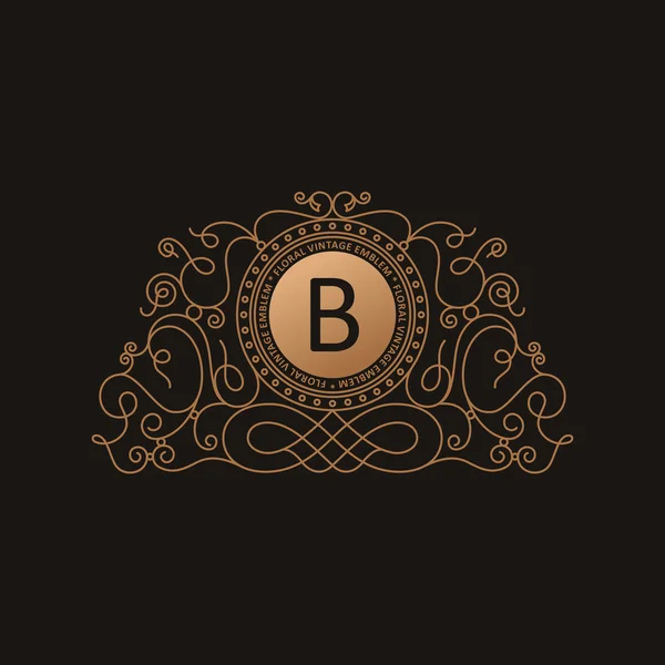 Kalligrafische luxe logo. Embleem elegant decor elementen. Vintage — Stockvector