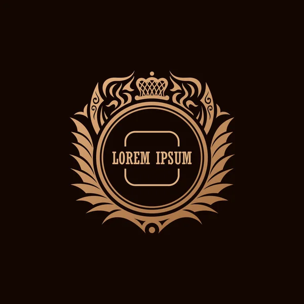 Calligraphic luxe kroon logo. Embleem elegante decor elementen. Vintage — Stockvector