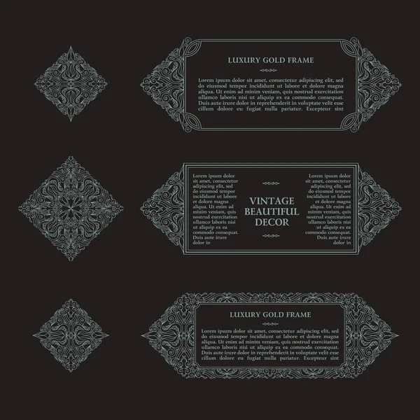 Arabischer Vektorsatz von Frames Lines Art Design Templates. muslimische graue Umrisse und Embleme — Stockvektor